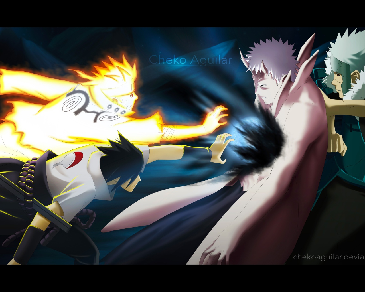 Тобирама и Наруто в бою, аниме