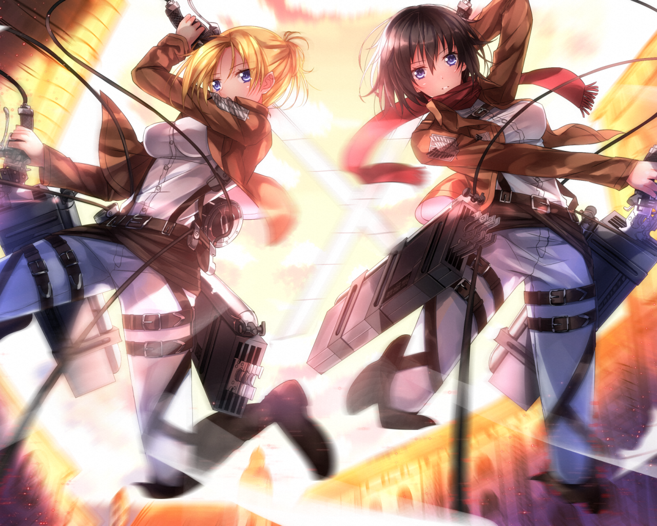 Две девушки из аниме Атака Титанов