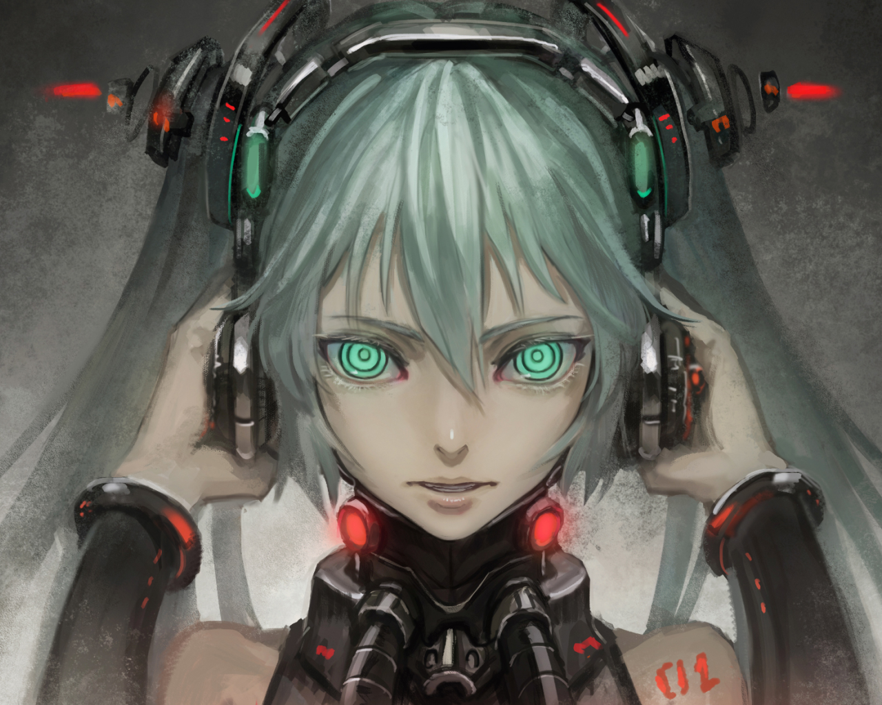 Вокалоид с зелеными глазами