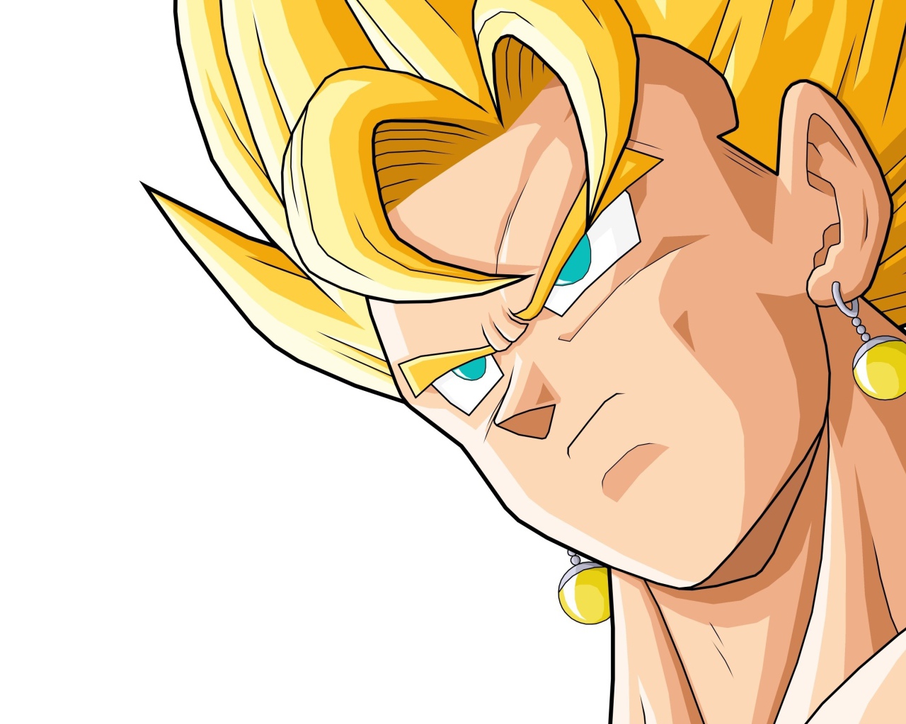 Желтые серьги и волосы у персонажа аниме Dragon Ball