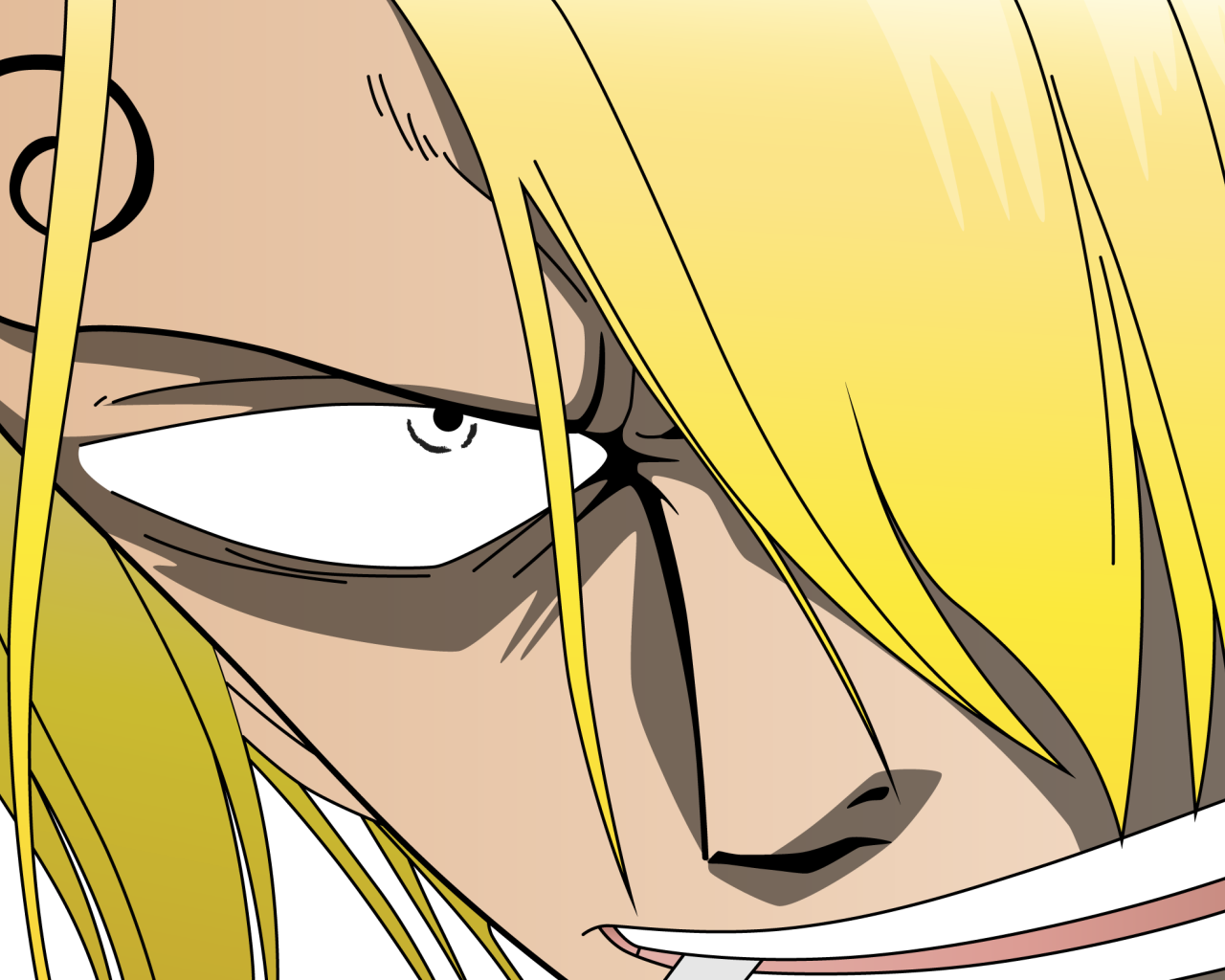 Желтые волосы на лице Санджи, аниме Большой куш