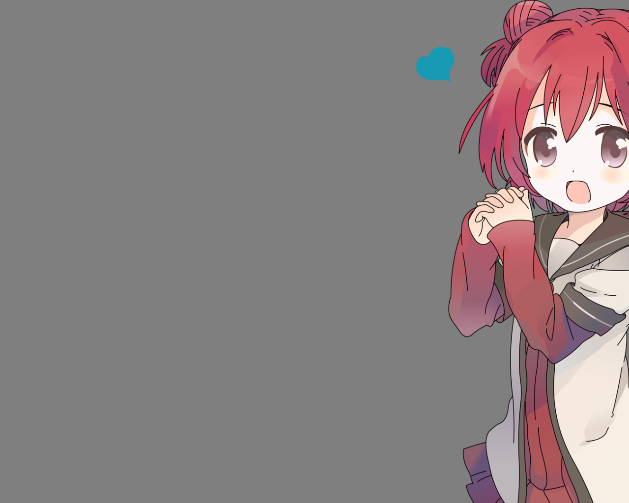 Персонаж аниме Юру юри на сером фоне