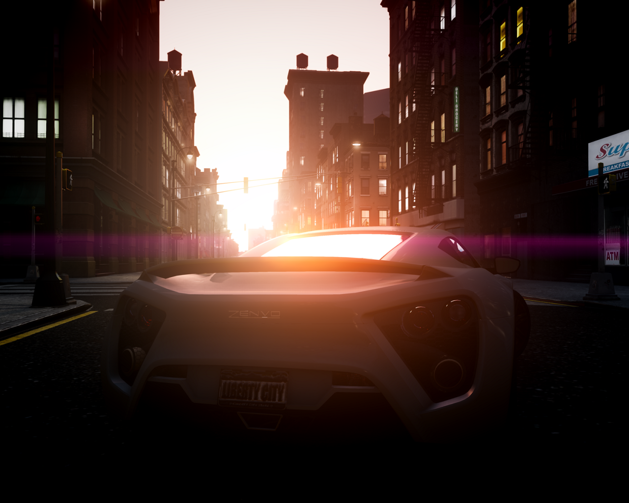 Автомобиль Zenvo ST1 на фоне заката