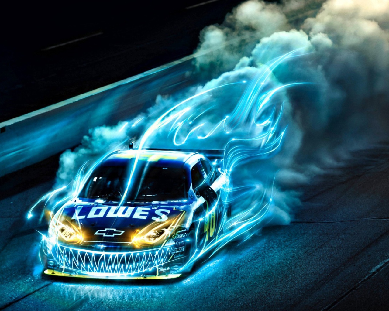 Chevrolet racing in the blue flame