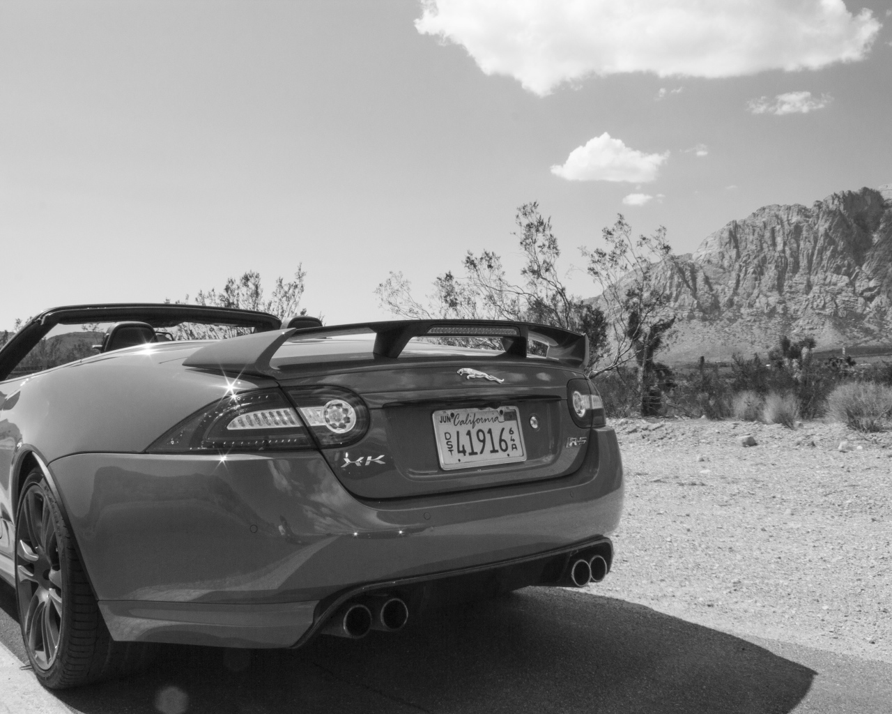 Черно белое фото автомобиля Jaguar