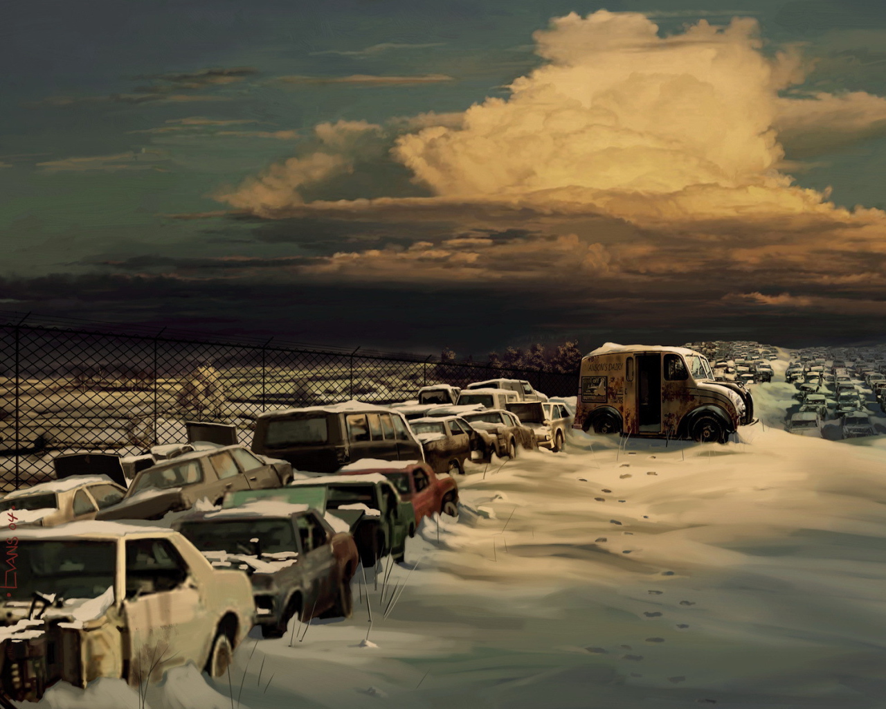 Автомобили заваленные снегом