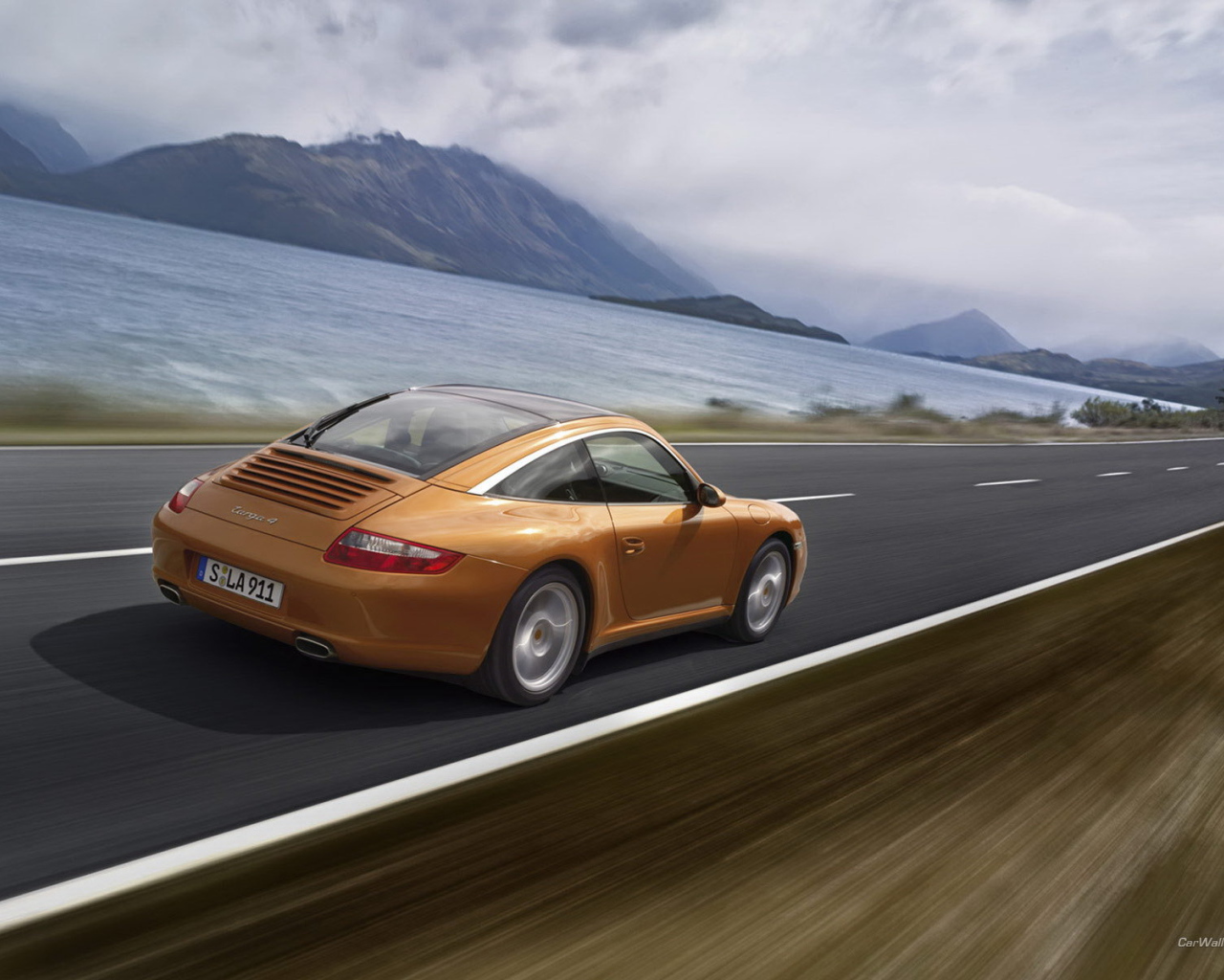 Золотистый автомобиль на дороге