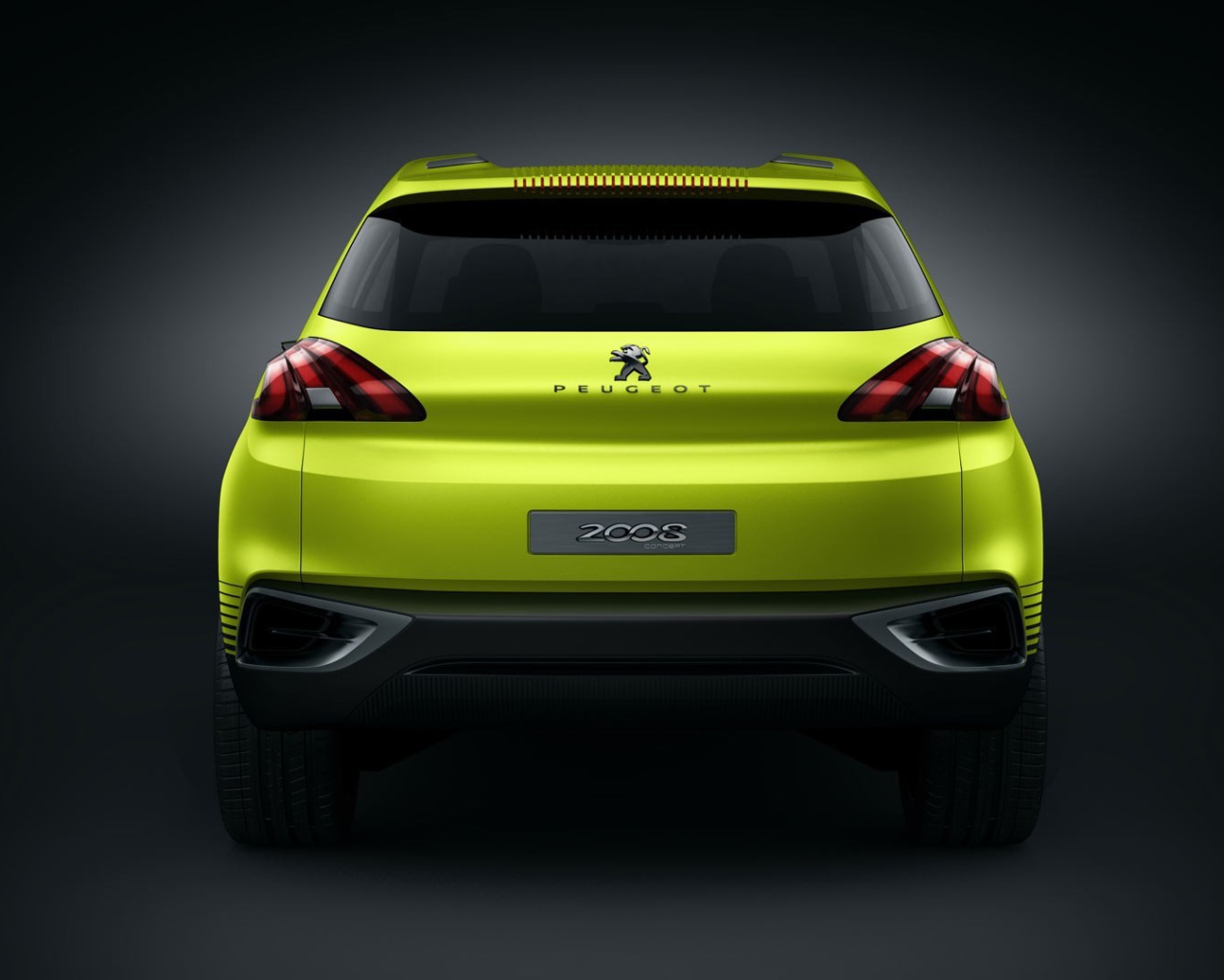 Rear view of the yellow Peugeot 2008