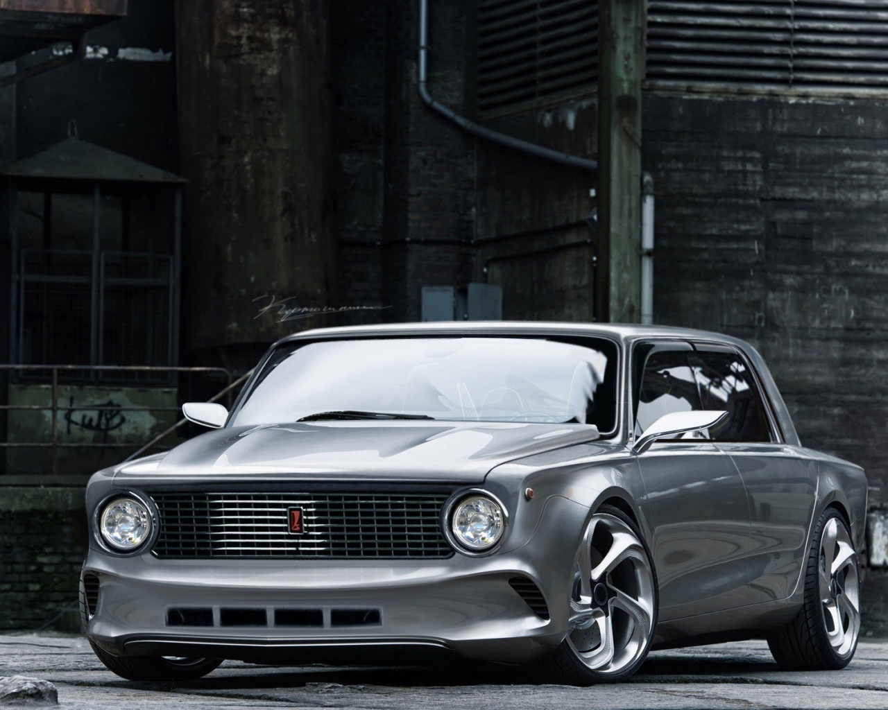 Серый ВАЗ после тюнинга