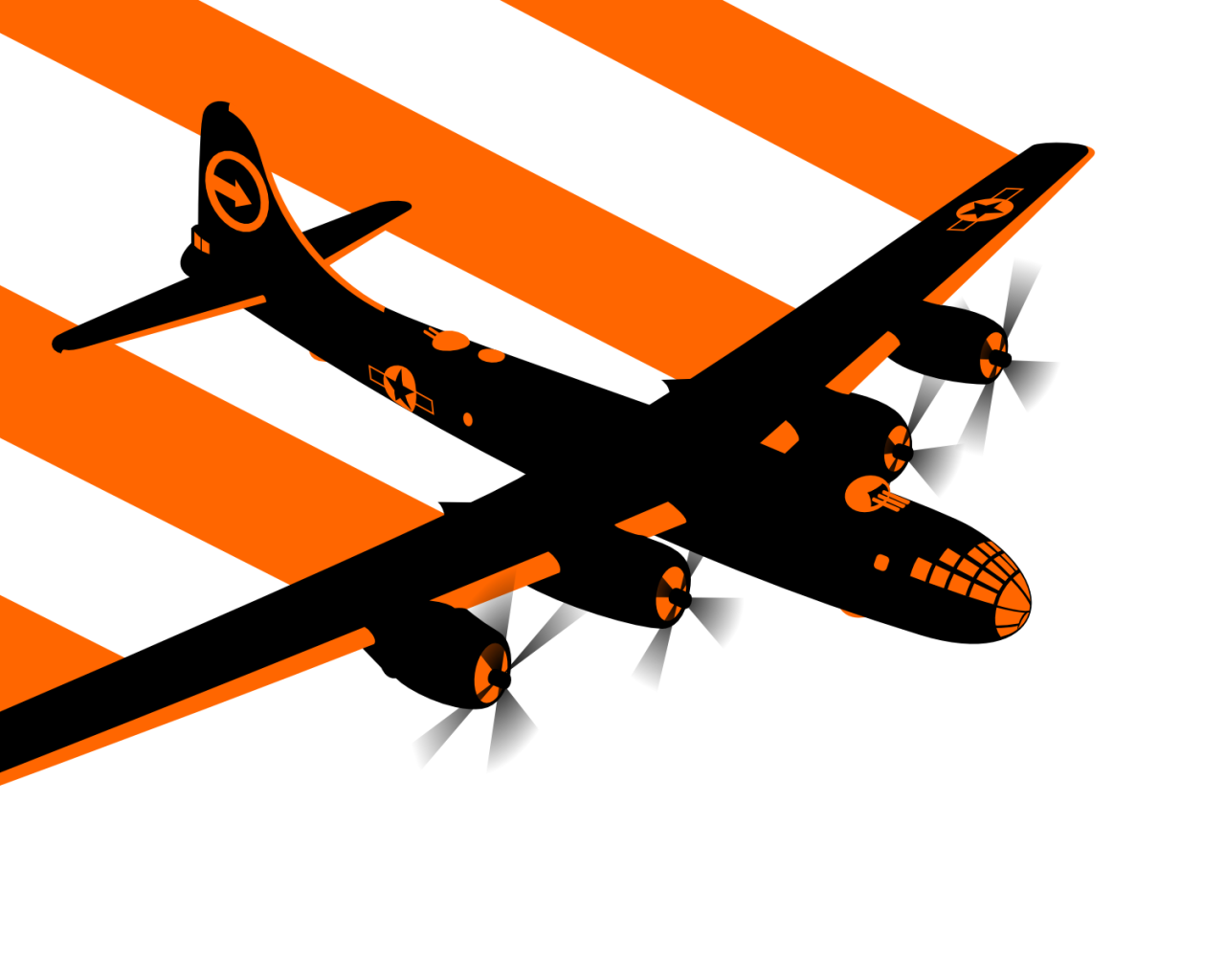 Самолет оставляет за собой оранжевый след