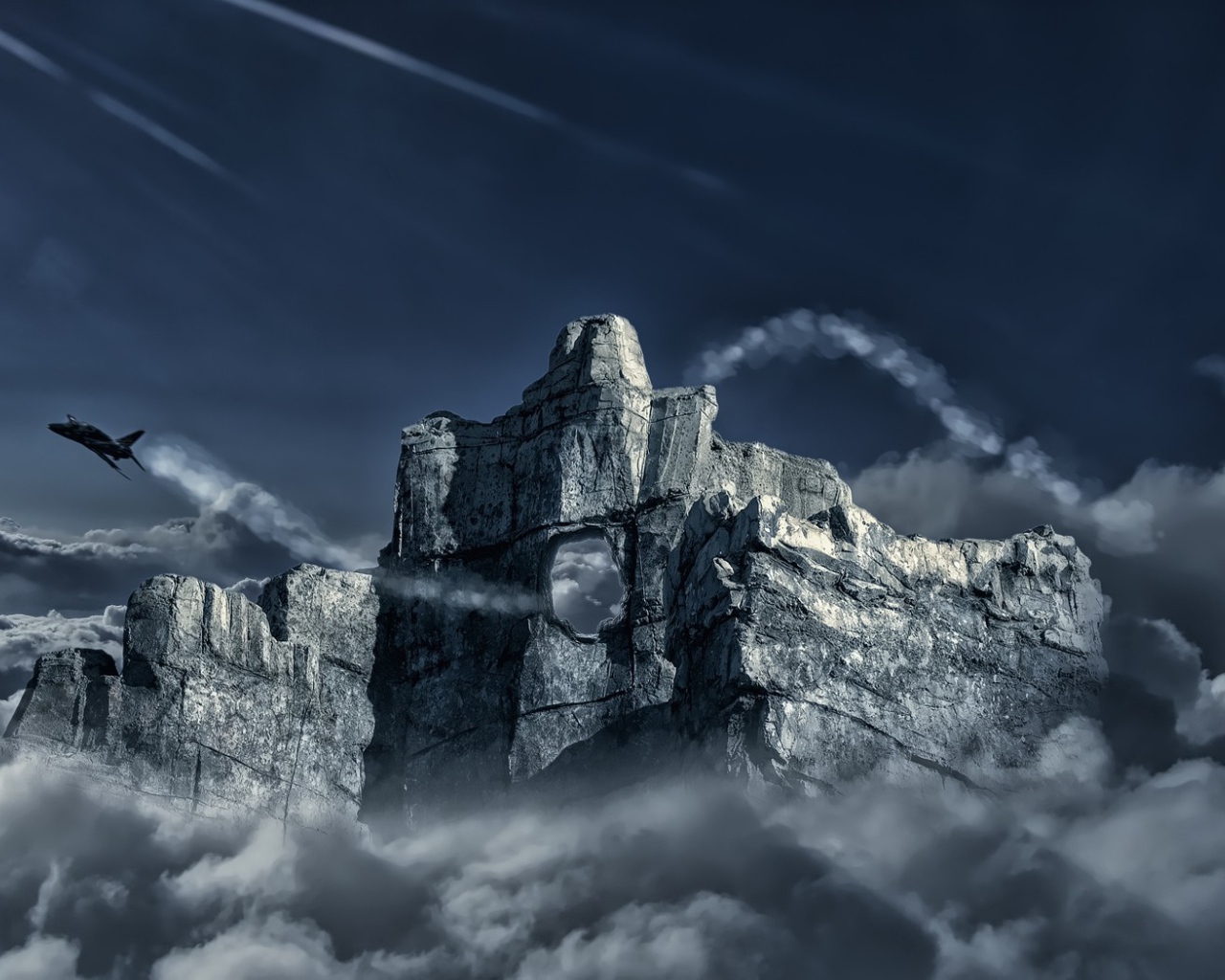 Самолет пролетел сквозь отверстие в скале