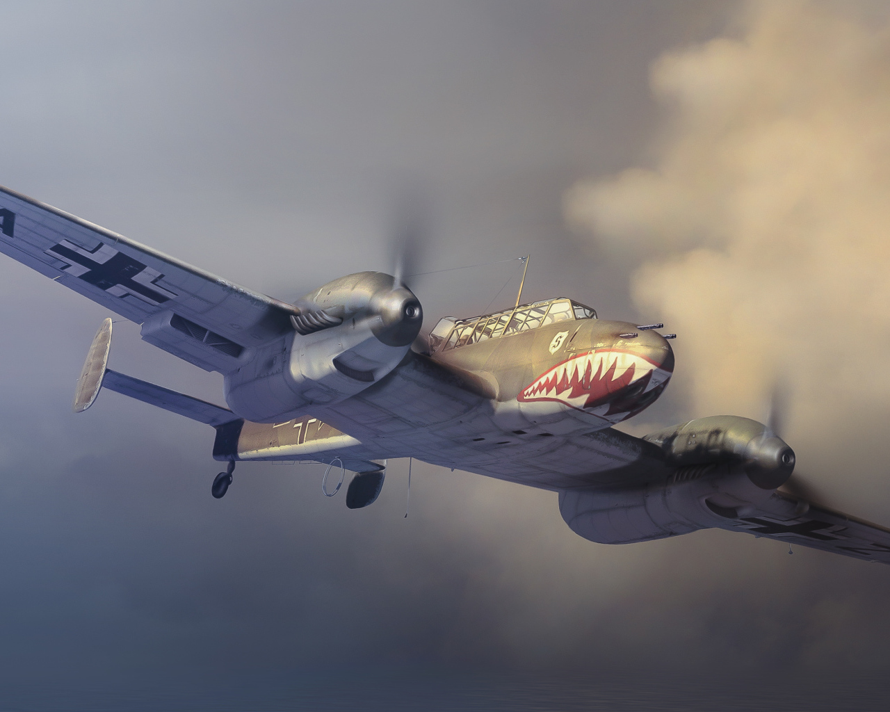 Немецкий мессершмит в небе