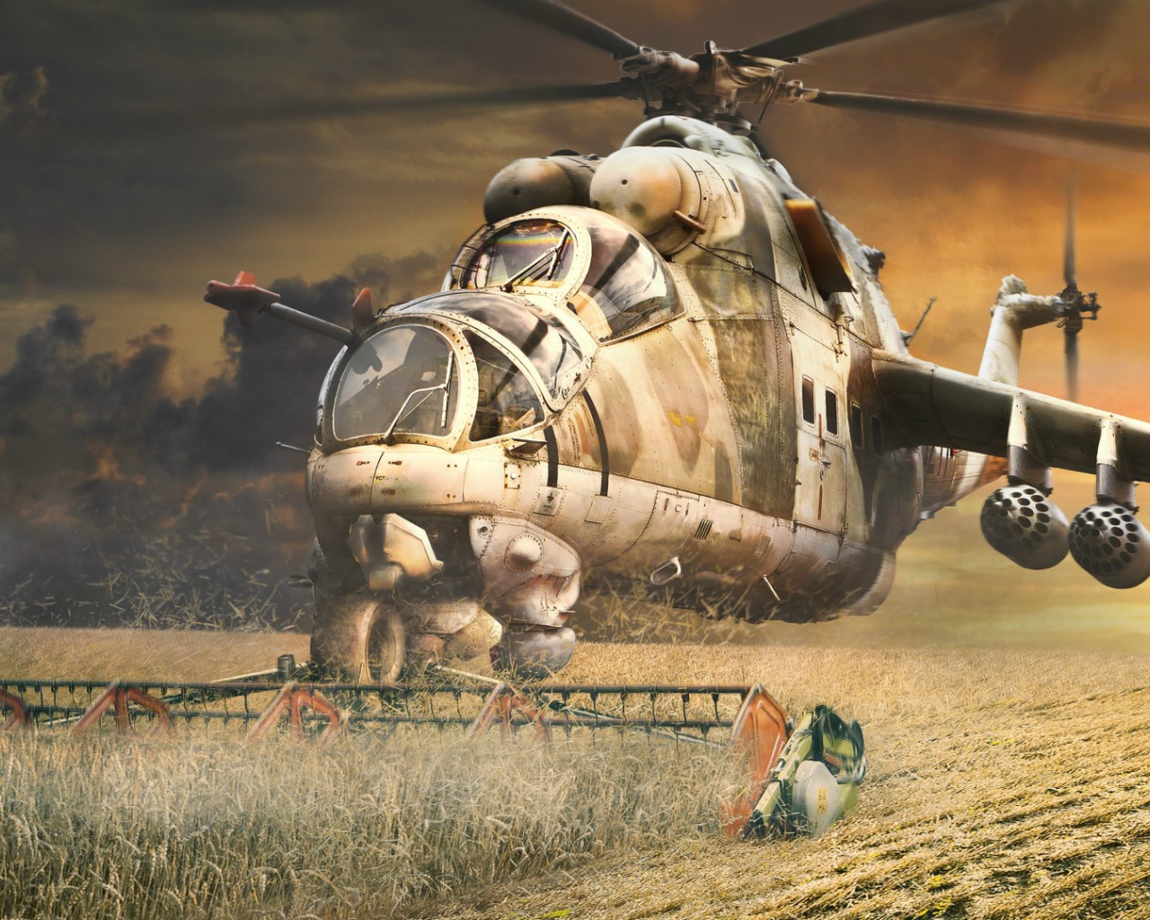 Вертолет МИ-24 в качестве комбайна