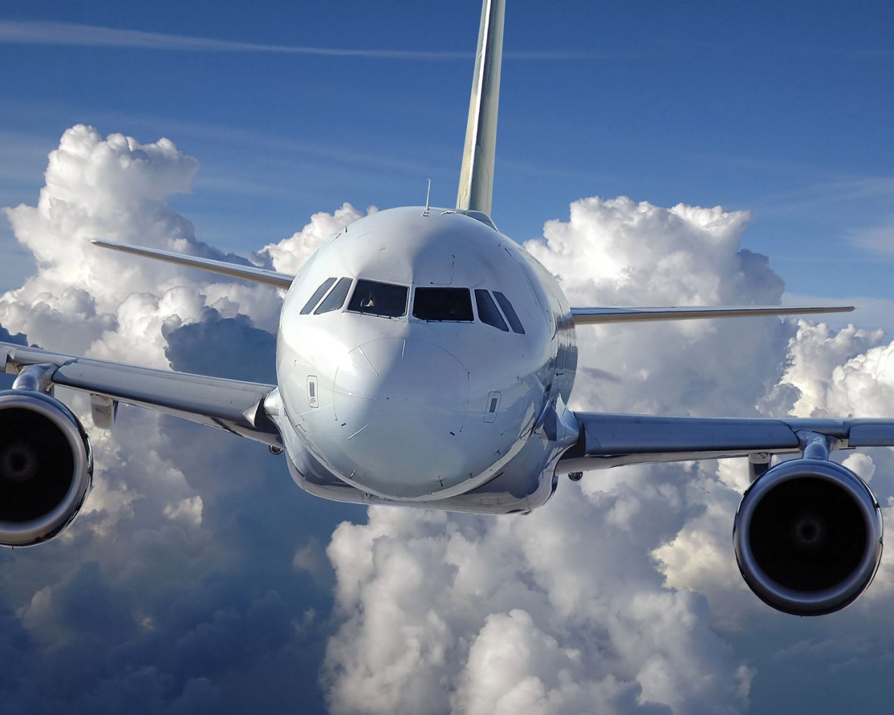 Пассажирский Boeing 737 на фоне облаков