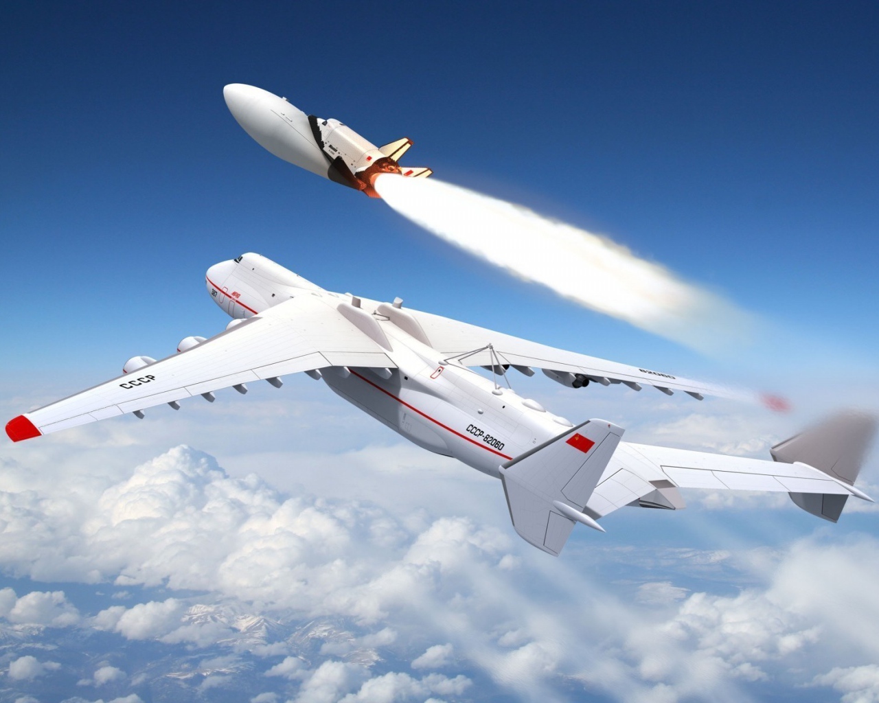 Самолет выводит Буран на орбиту