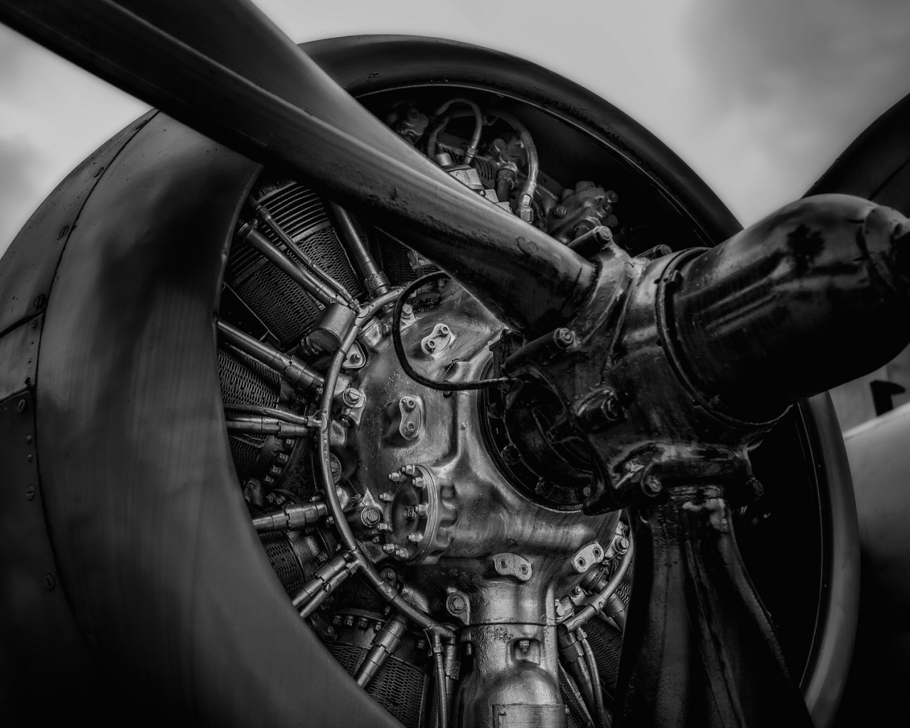 Винт и двигатель старого самолета