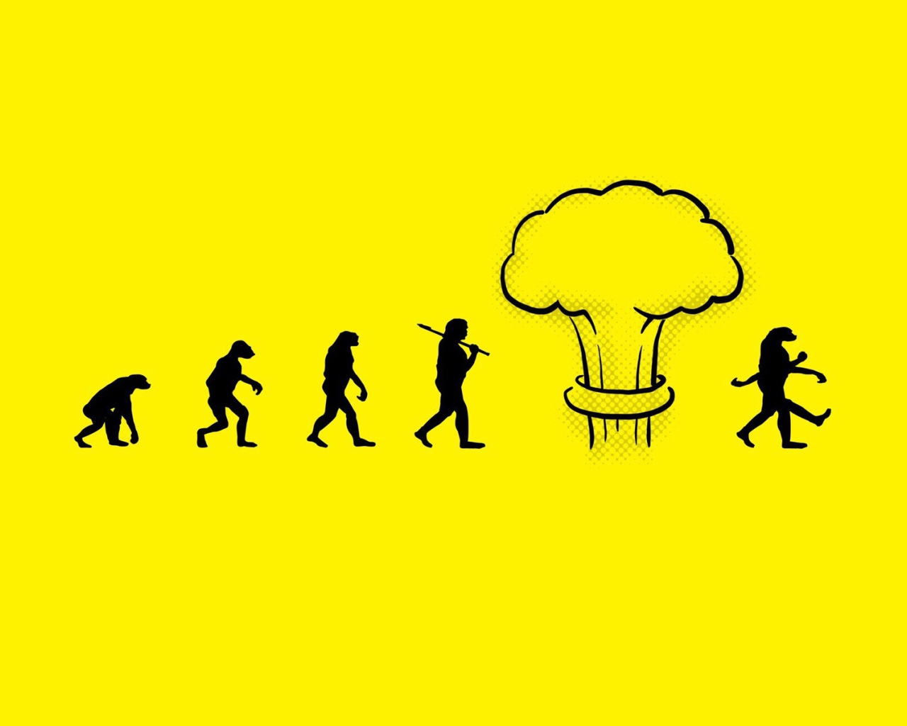 После ядерного взрыва, желтый фон