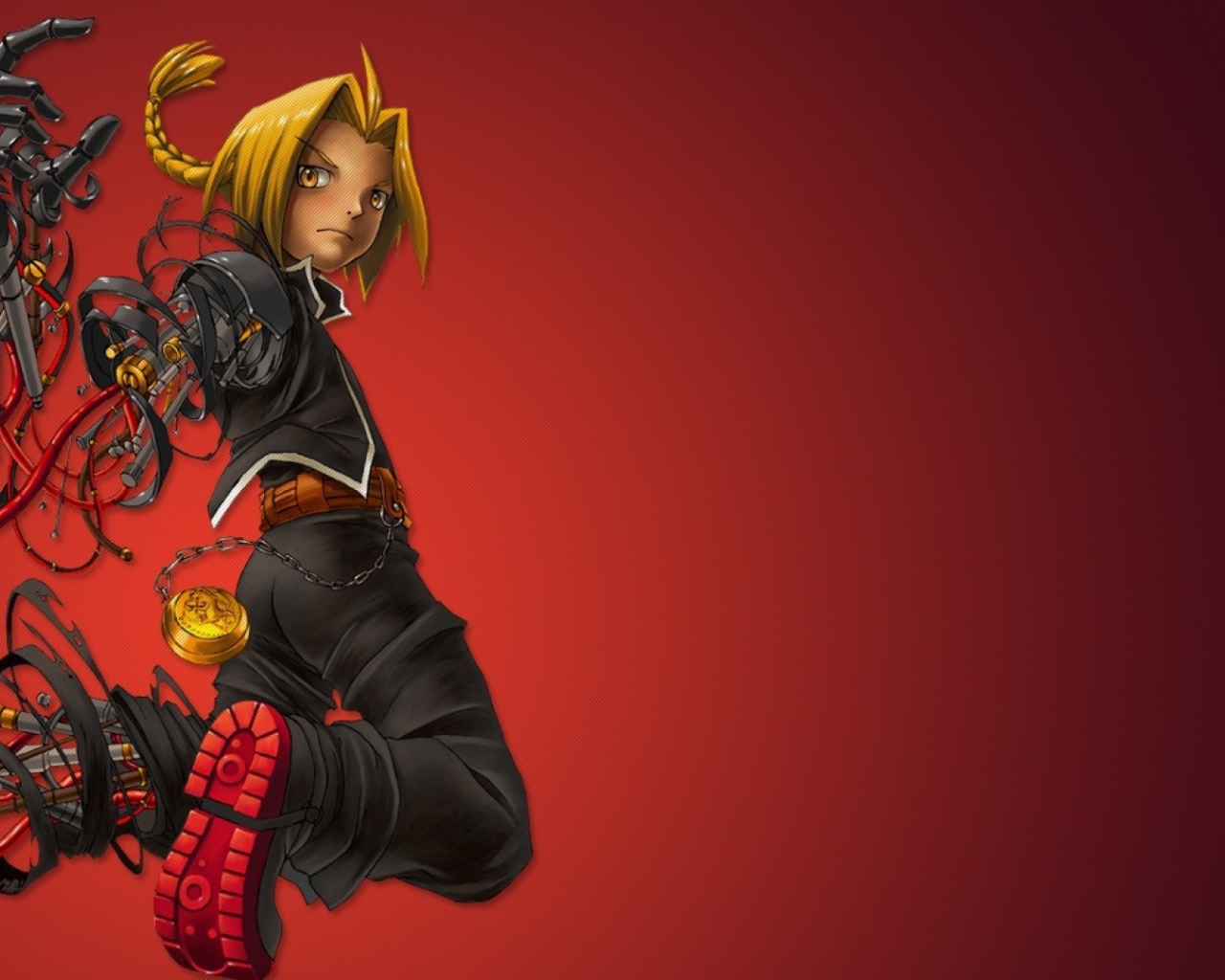 Аниме Стальной алхимик, красный фон