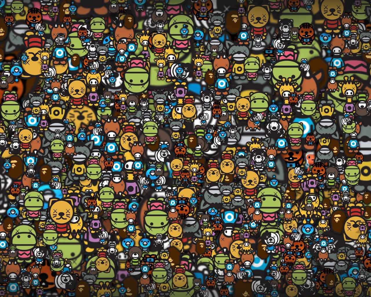 Фон из лиц героев аниме