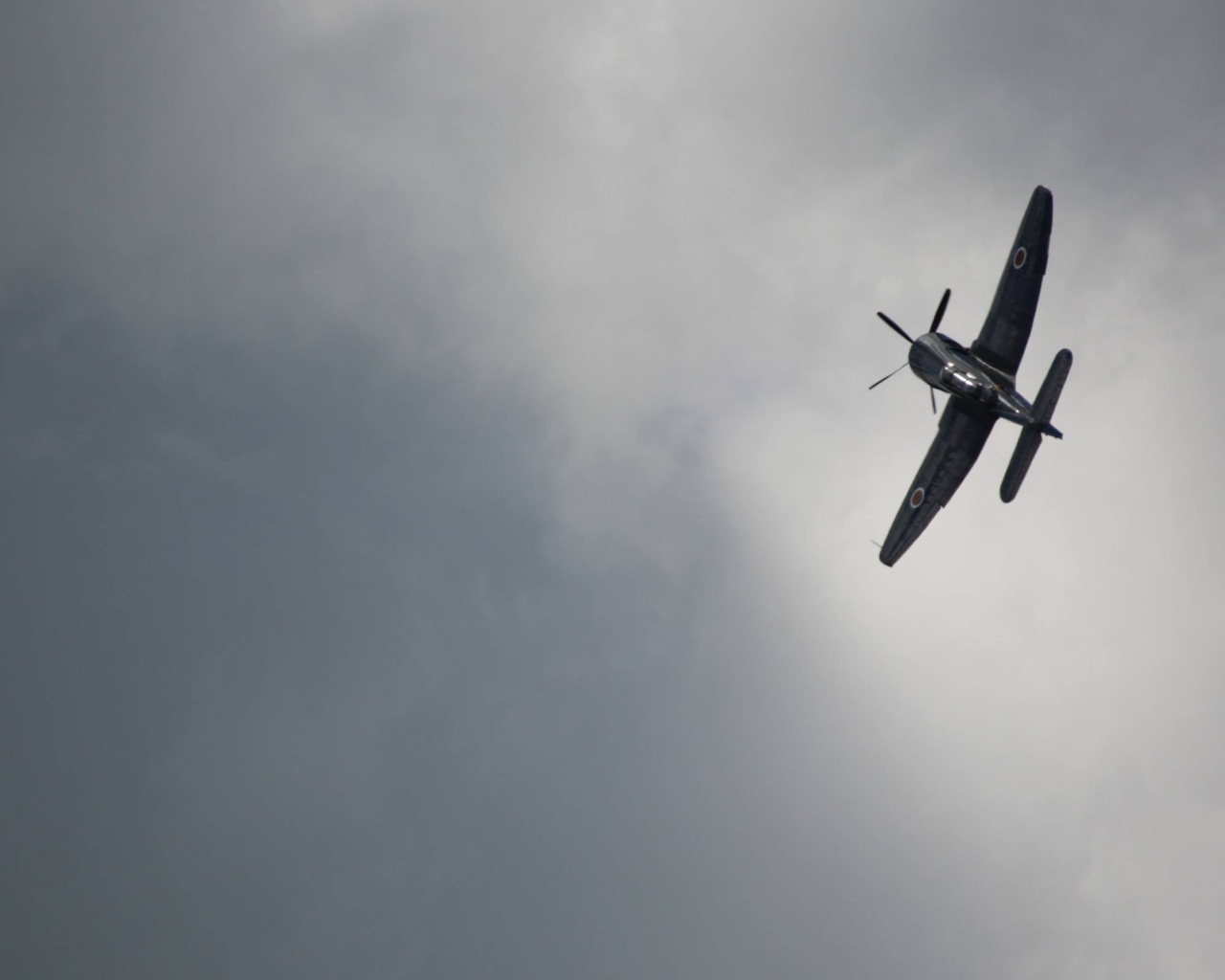 Черный самолет, серый фон