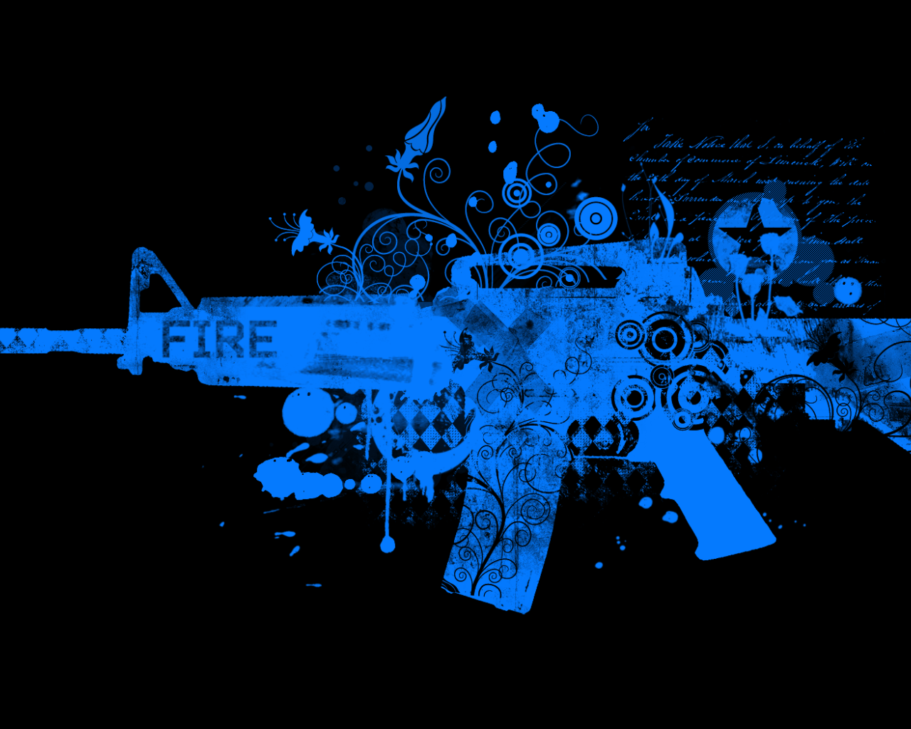 Голубой автомат, черный фон