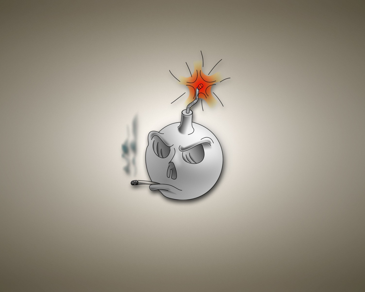 Бомба готова взорваться, серый фон