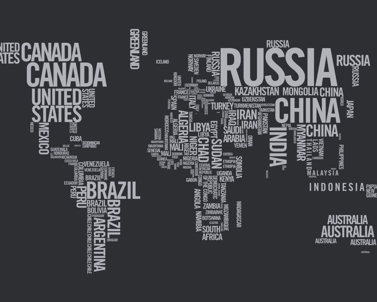 Названия стран на сером фоне