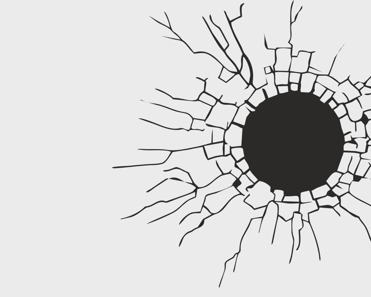 Трещины вокруг черной дыры, белый фон