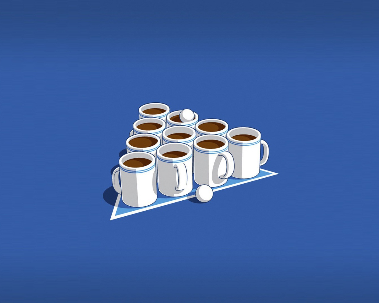 Чашки с кофе, голубой фон