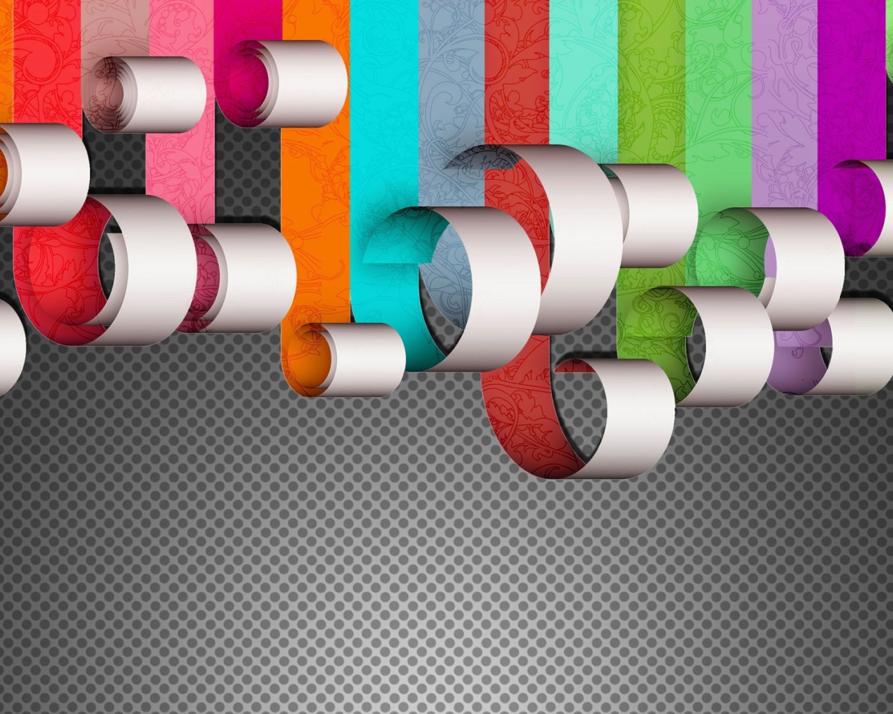 Свернувшиеся ленты на сером фоне