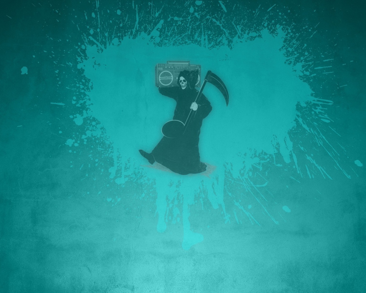 Смерть с магнитофоном, голубой фон