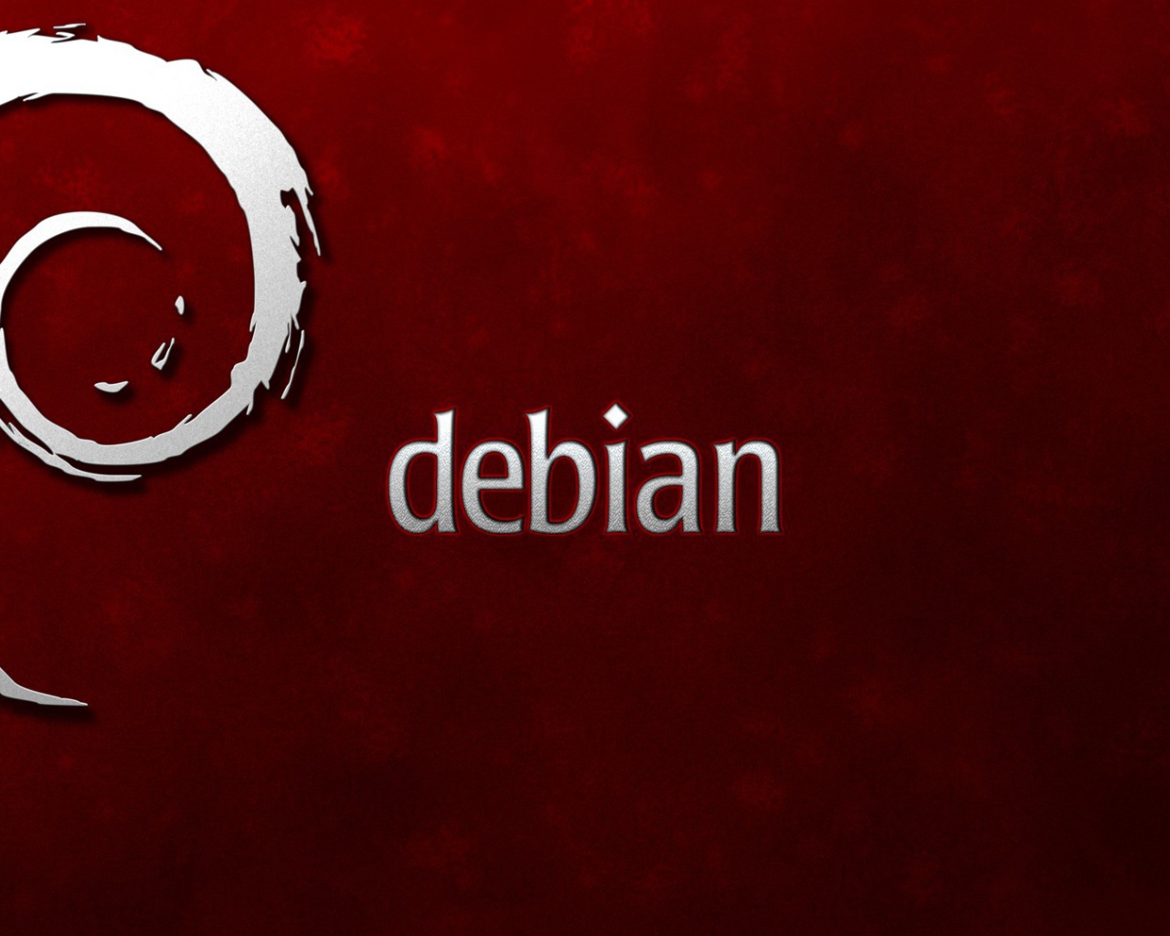 Белая символика Debian на красном фоне