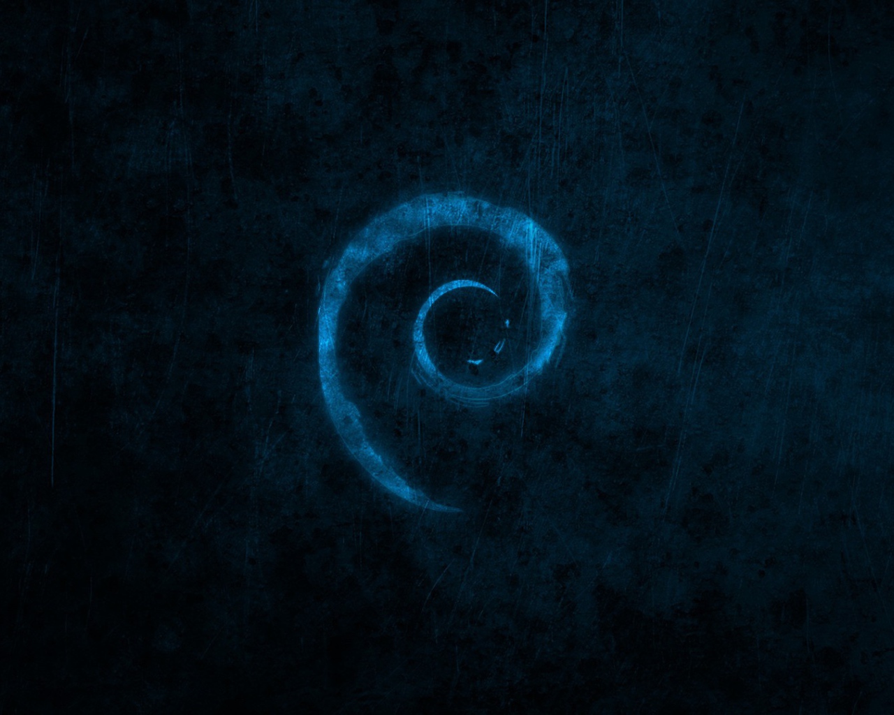 Логотип Debian на сине черном фоне