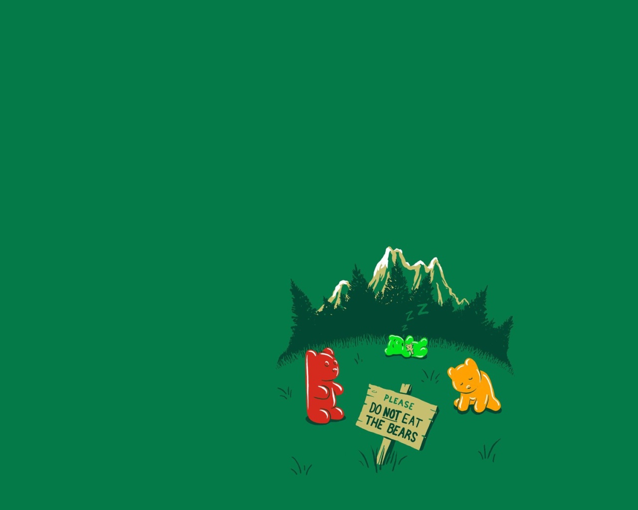Не ешьте медведей, зеленый фон