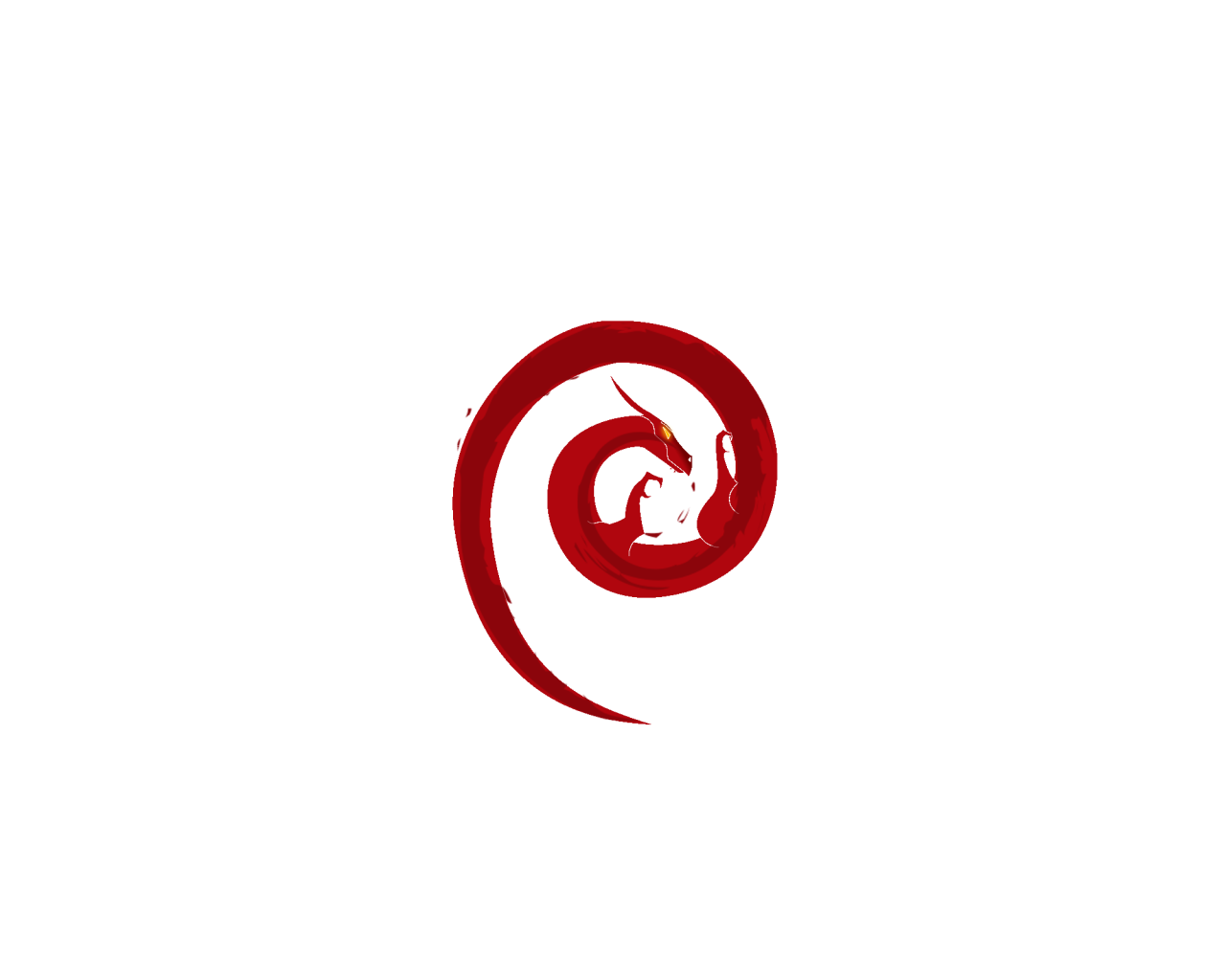 Дракон Debian, белый фон