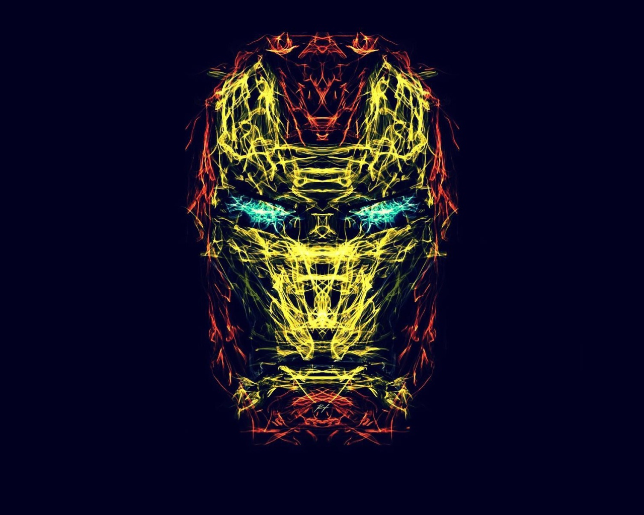 Схема маски Железного человека, синий фон