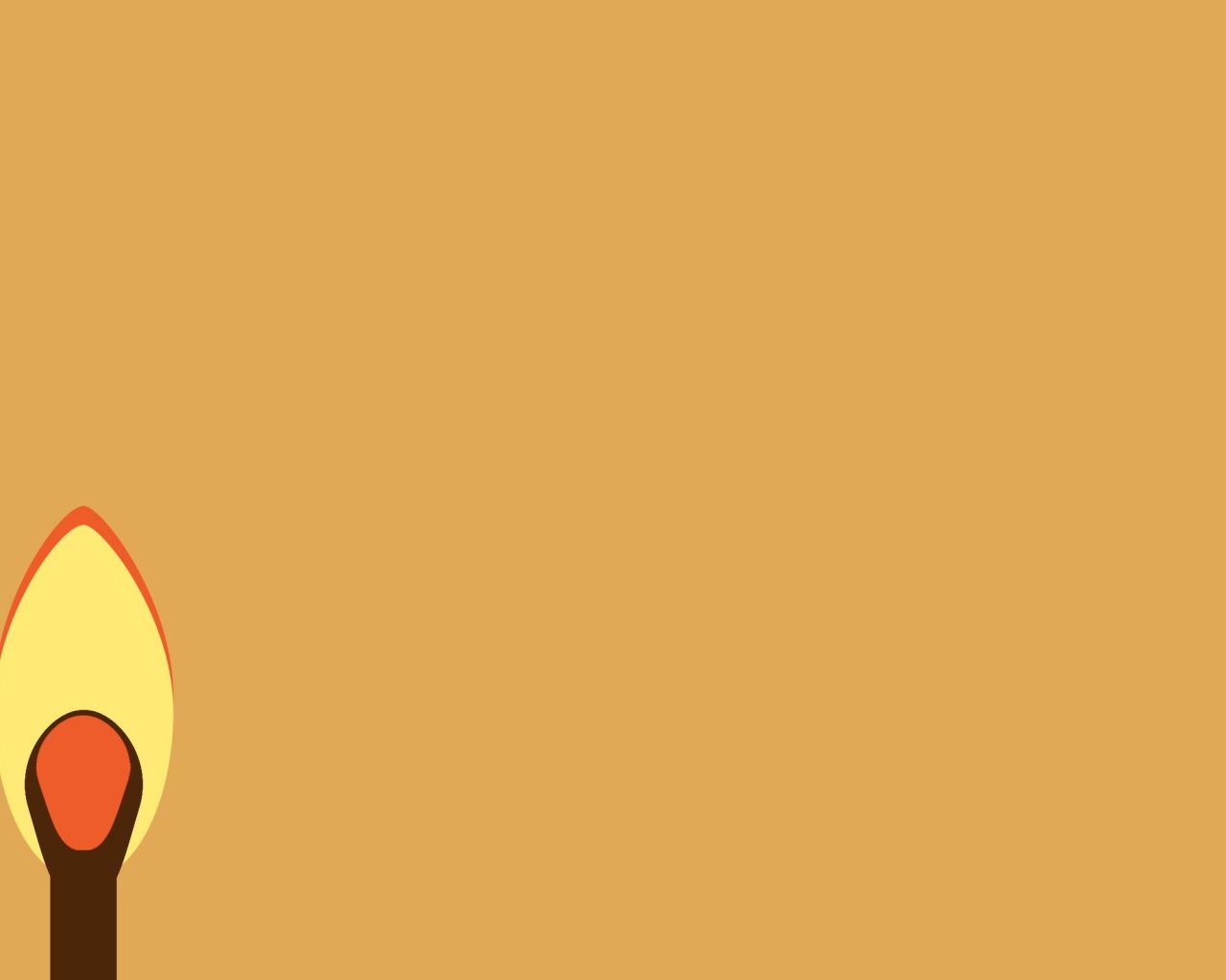 Пламя спички, оранжевый фон