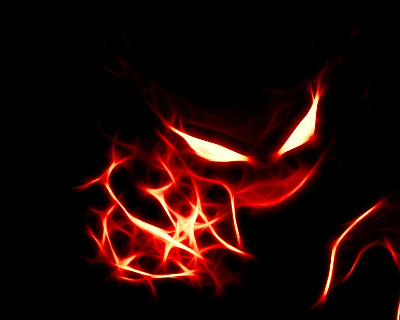 Пламенный монстр на черном фоне