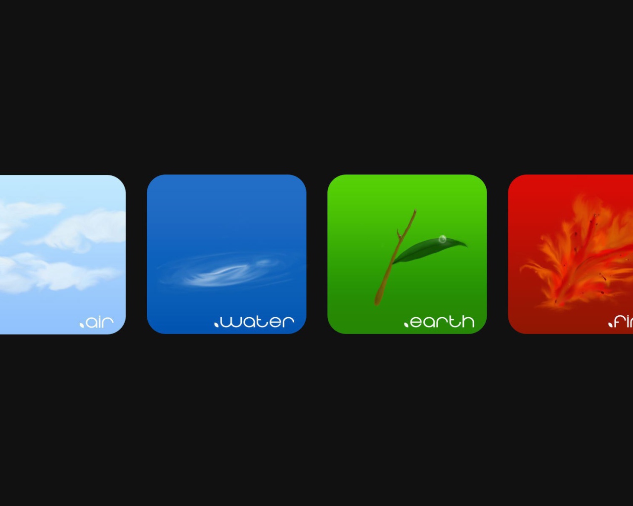 Четыре стихии на сером фоне