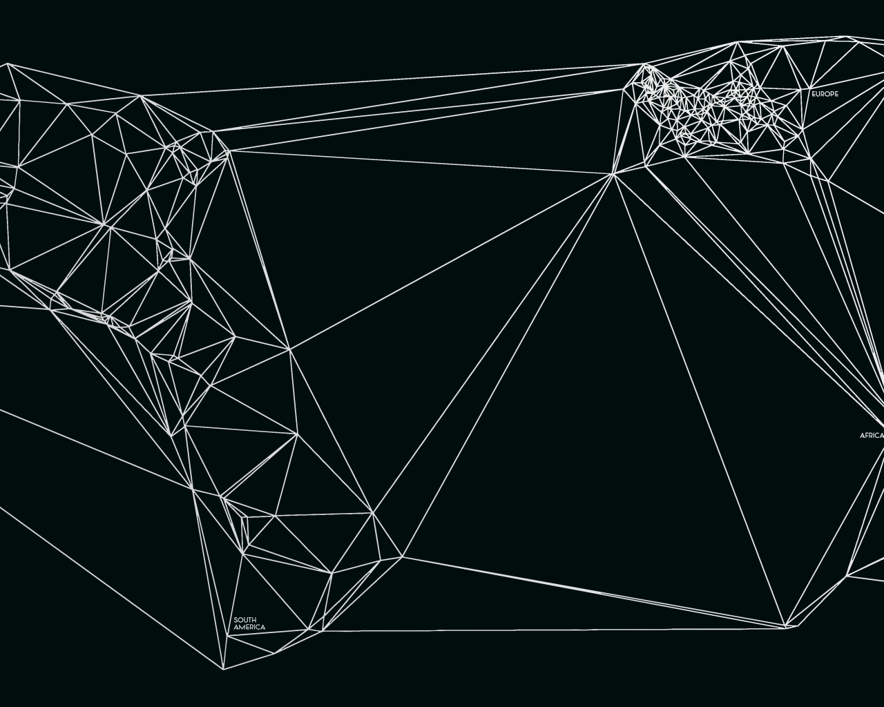 Геометрическая карта мира Nicholas Felton, черный фон