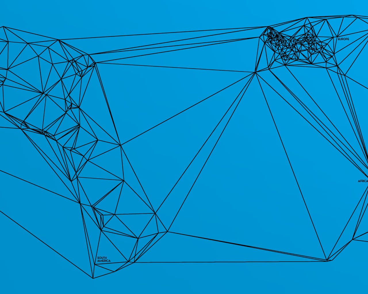Геометрическая карта мира Nicholas Felton, голубой фон