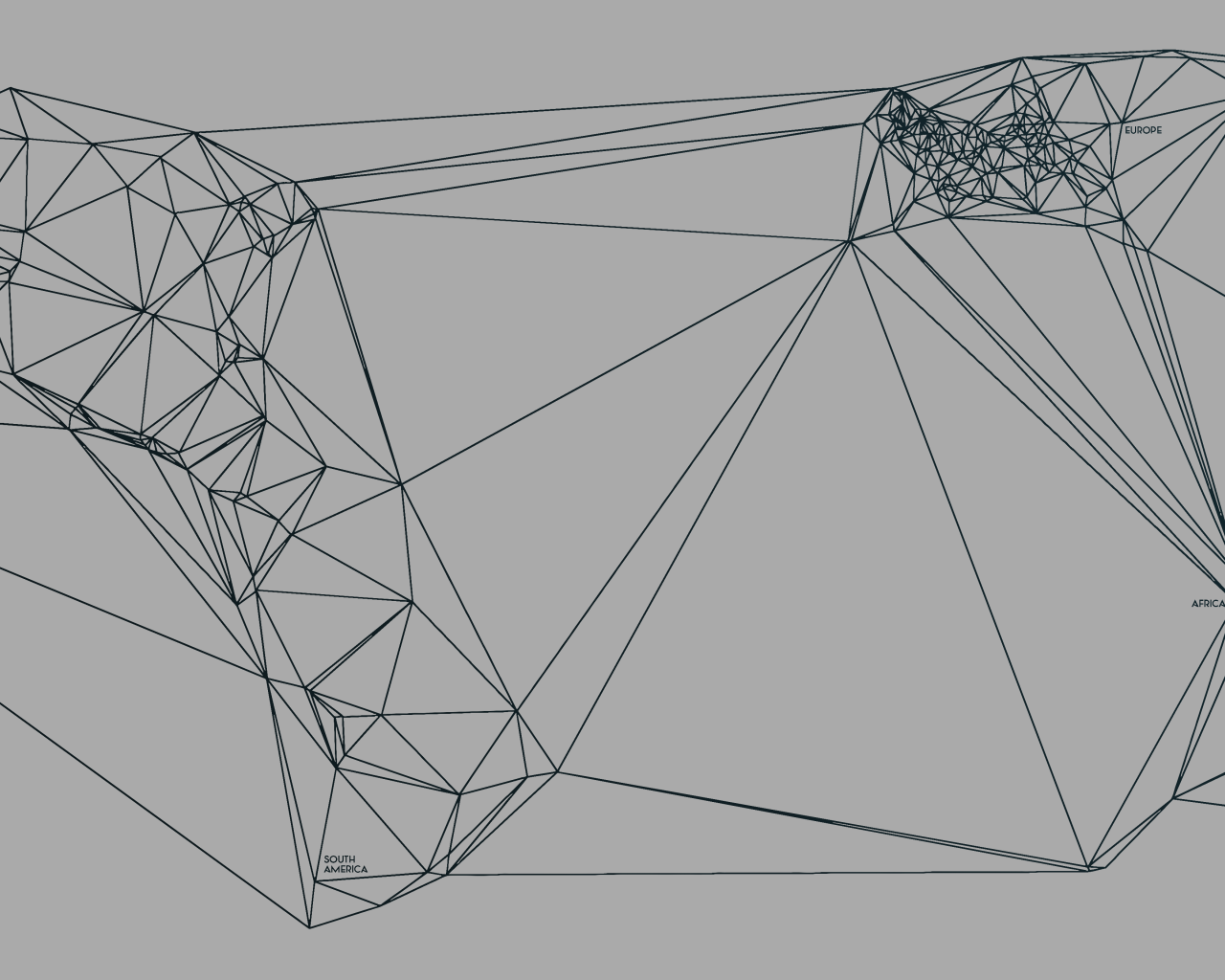 Геометрическая карта мира Nicholas Felton, серый фон