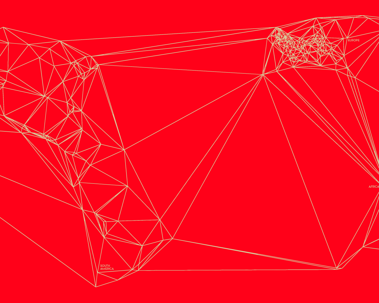 Геометрическая карта мира Nicholas Felton, красный фон