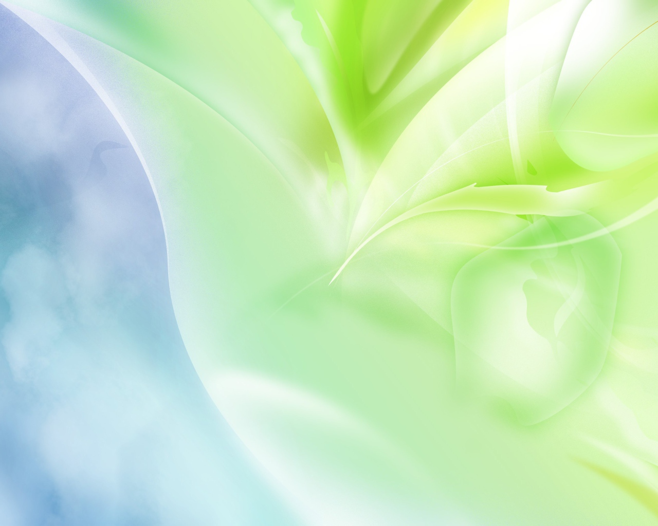 Зеленая абстракция на синем фоне