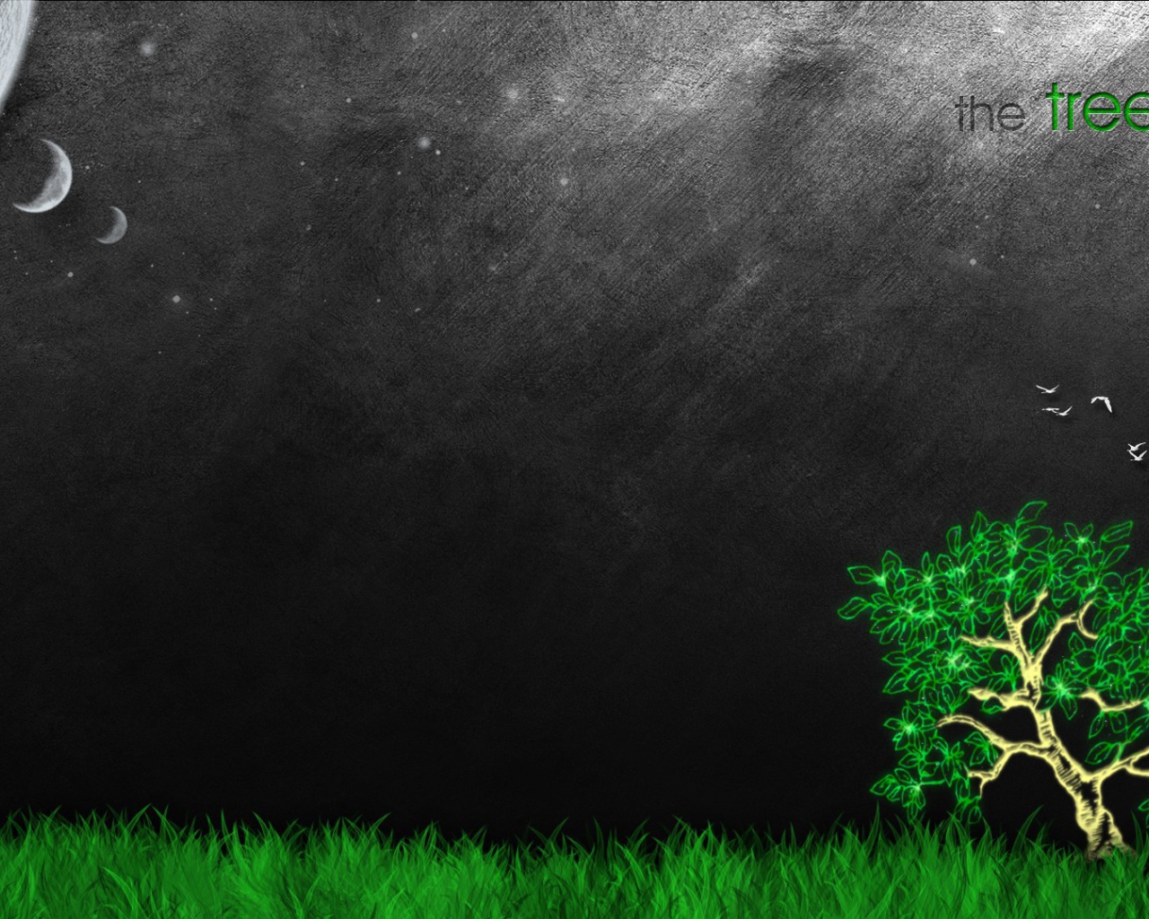 Зеленое дерево жизни, серый фон