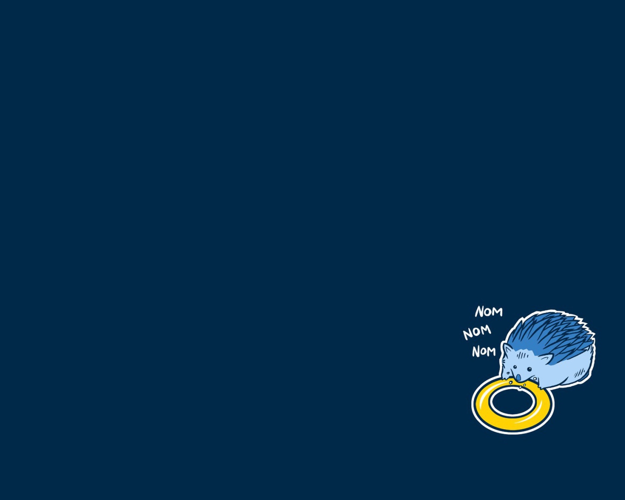 Ёжик ест бублик, голубой фон