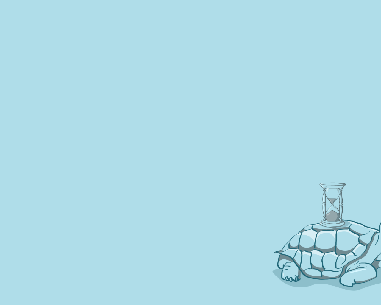 Песочные часы на черепахе, голубой фон