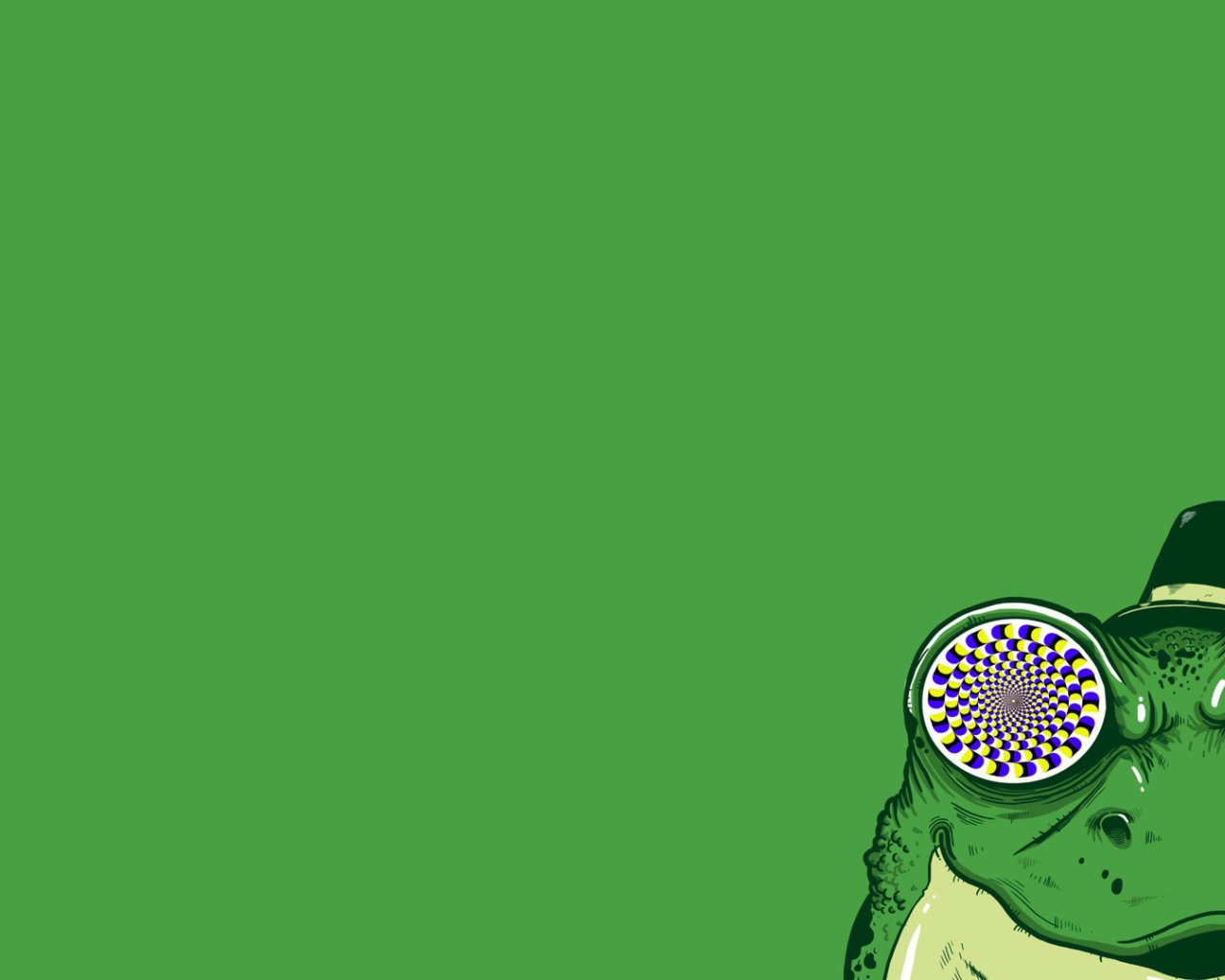 Гипнотическая жаба, зеленый фон