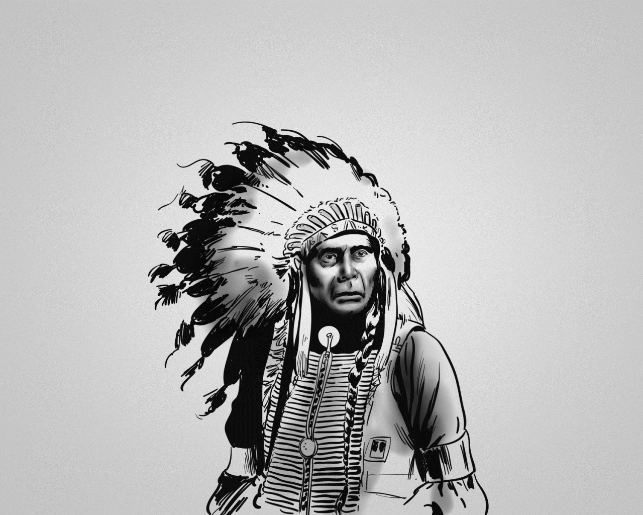 Изображение индейца на сером фоне