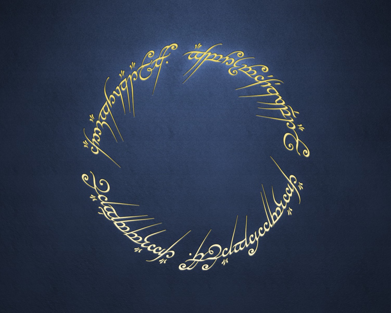 Надписи с Кольца всевластия на синем фоне